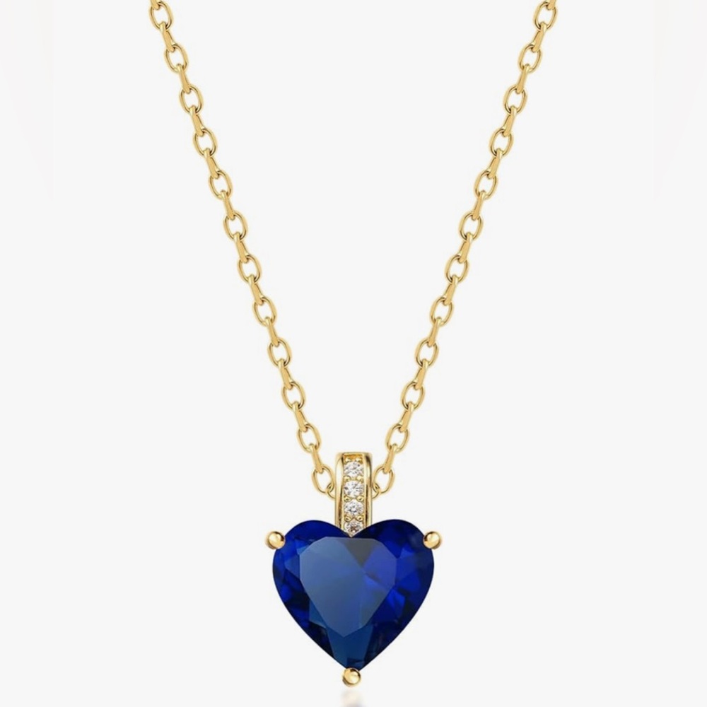 upscale Neiman Marcus 14KT Gold Dip Sapphire Heart necklace